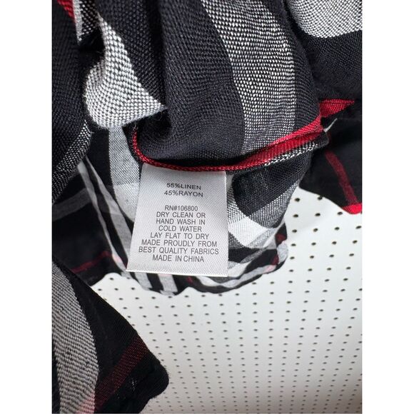 Boho Chic plaid linen blend button down top size M - Picture 3 of 4